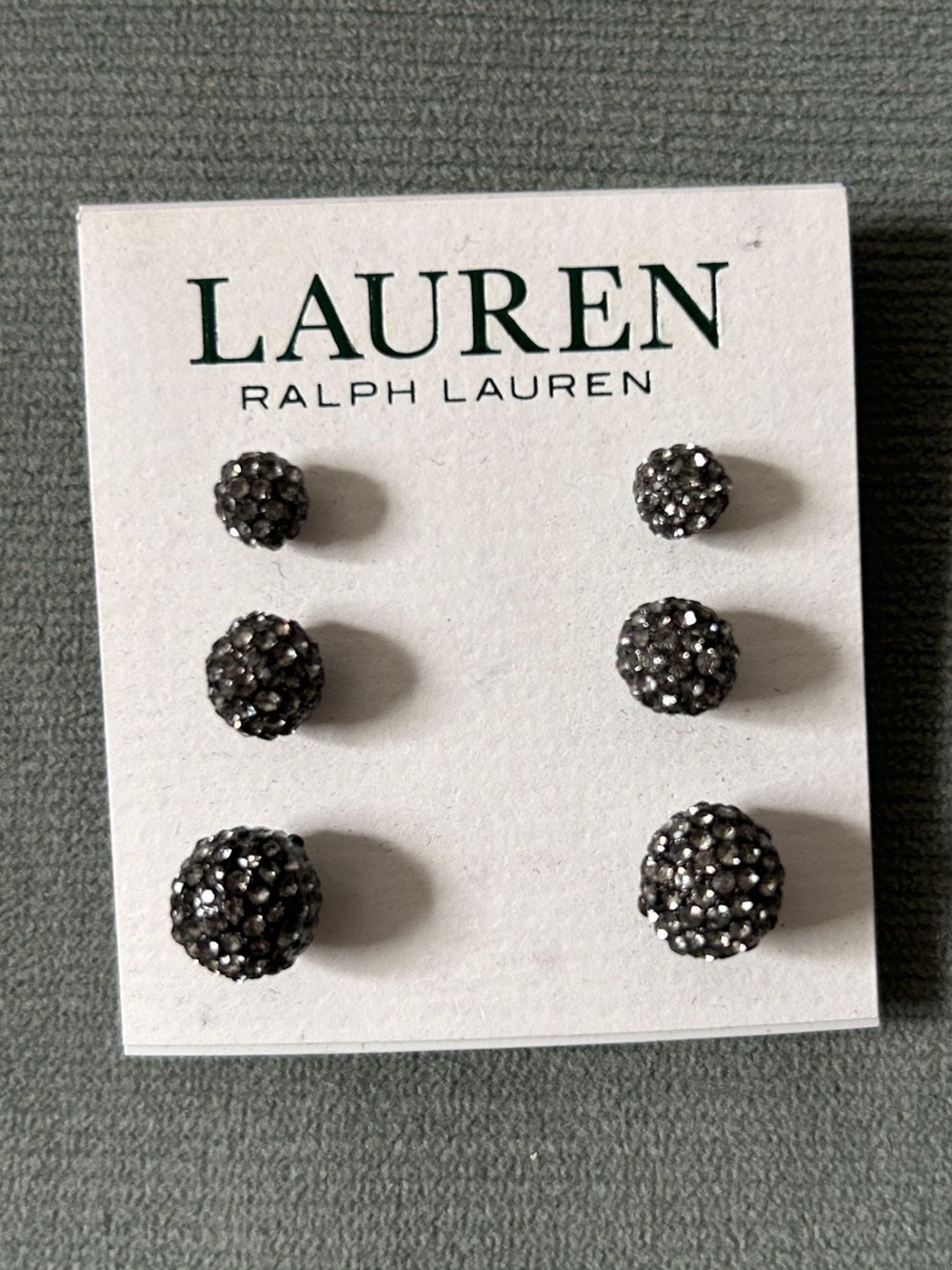 Lauren Ralph Lauren Gunmetal Pave Multisize Ball Stud Earrings
